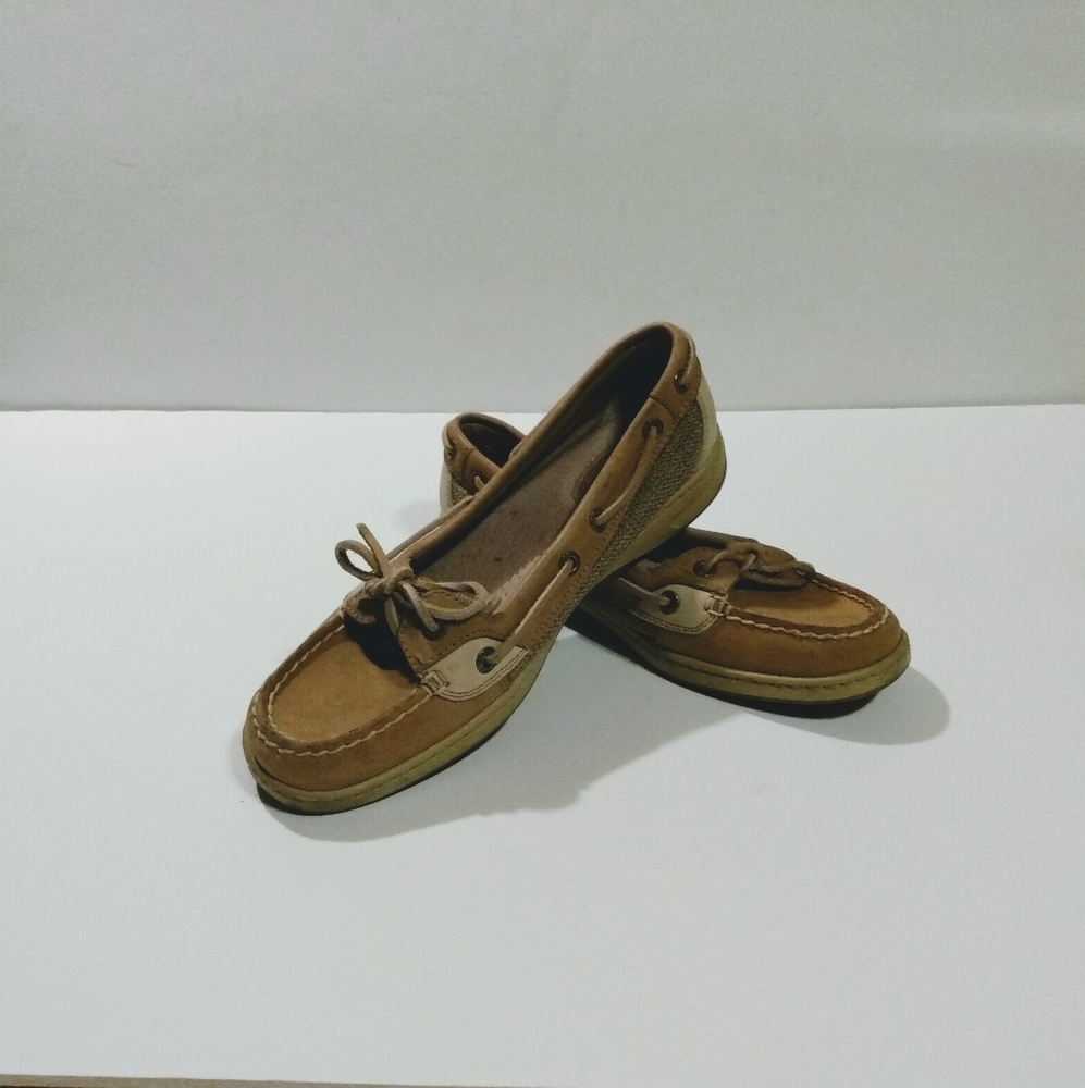 Sperry Top Sider 7M Tan Khaki Loafers Flats Casual shoes footwear Woman … - Picture 1 of 5